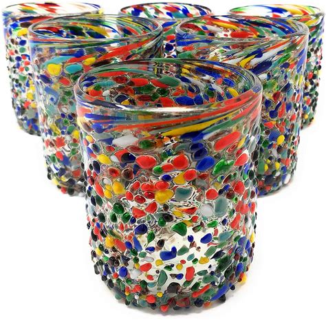 confetti glasses mexico|mexican blown glass drinking glasses.